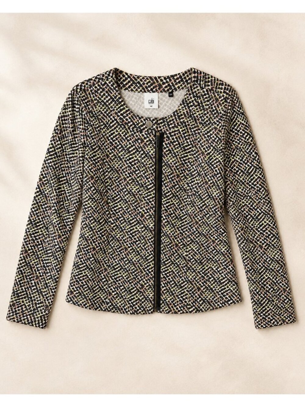 Cabi Multicolor Patterned Zip-Up Jacket Medium Cotton Blend Long Sleeve